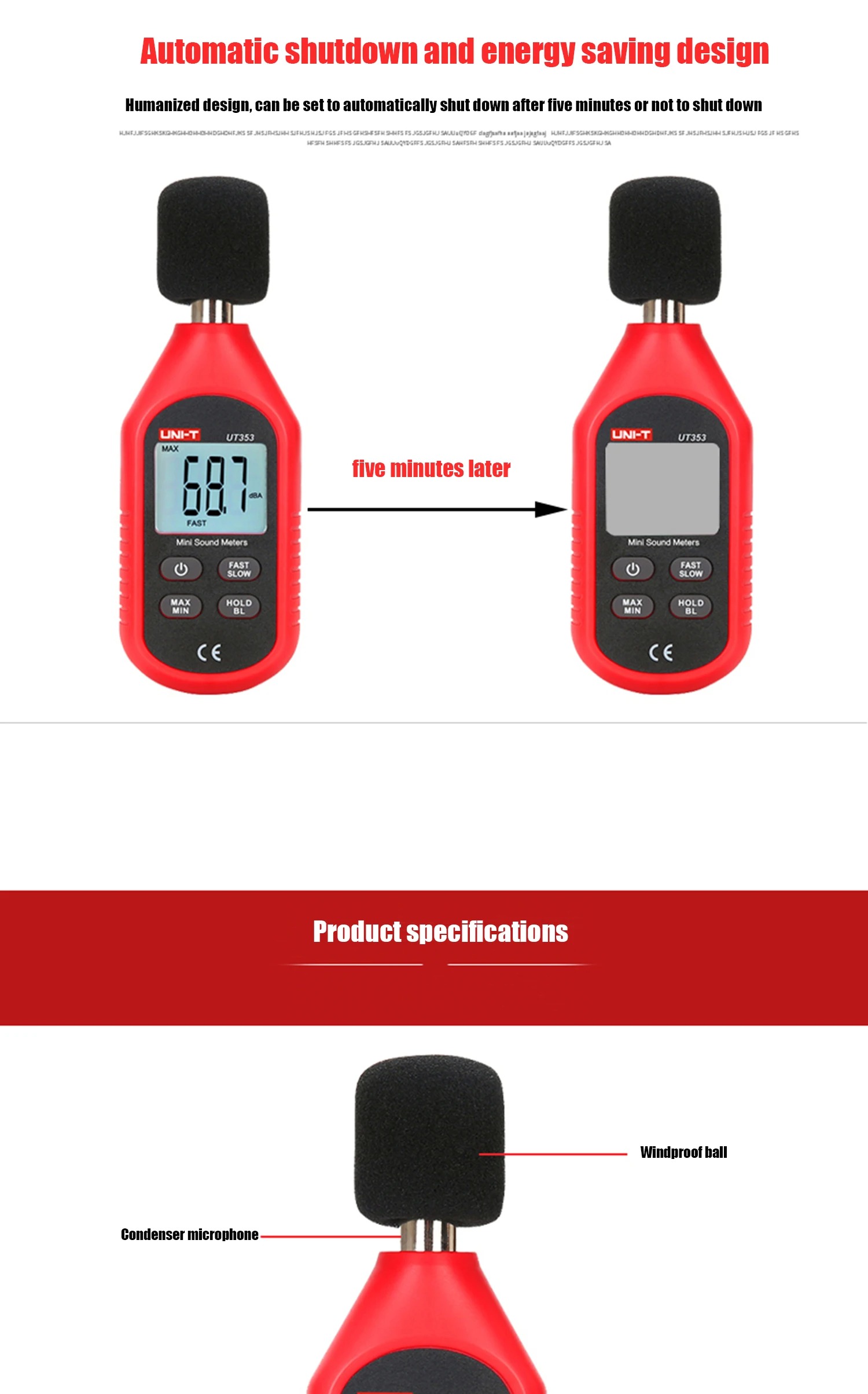 UNI-T UT353 Mini Digital Sound Level Meter Decibel Meter Noise Audio ...