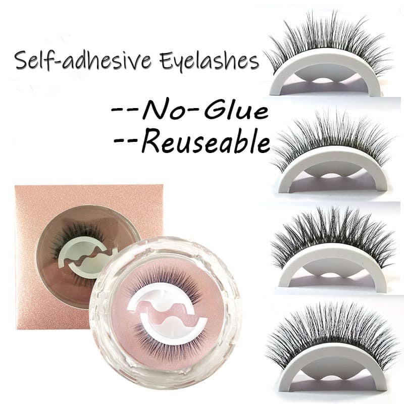 1Pair Reusable Self-adhesive False Eyelashes 3D Mink Lashes Glue-free ...