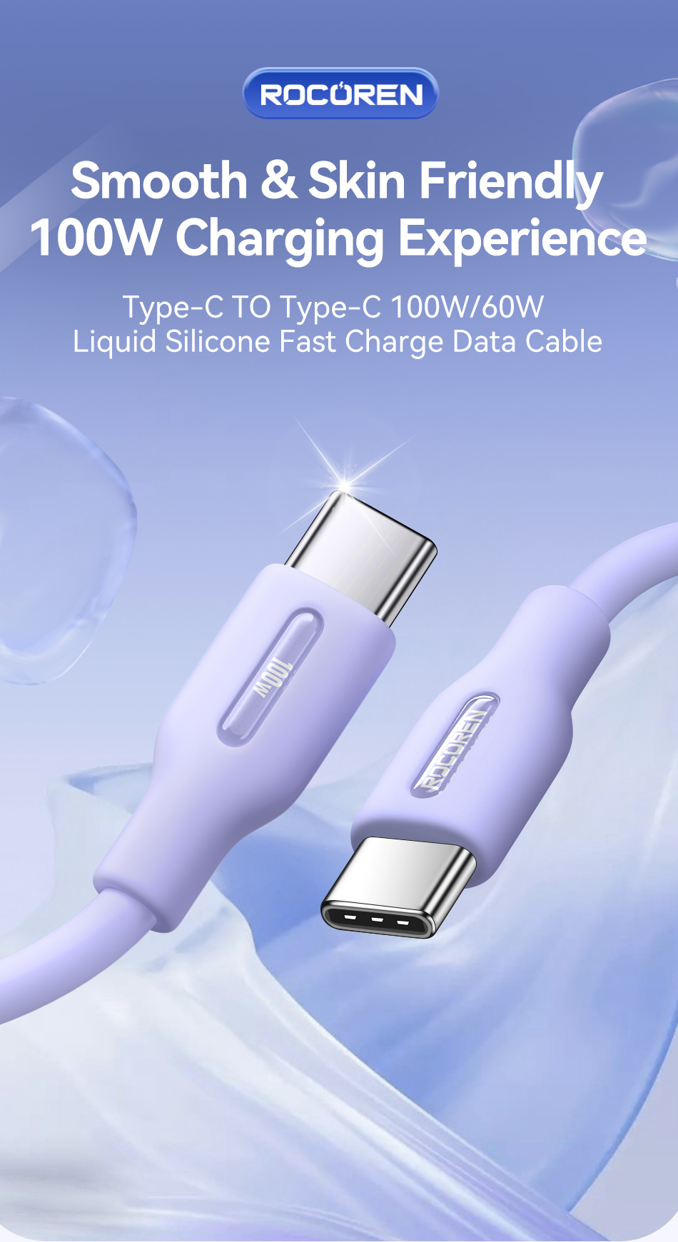 Rocoren USB C Fast Charging Data Cable 100W Type C to Type C for ...