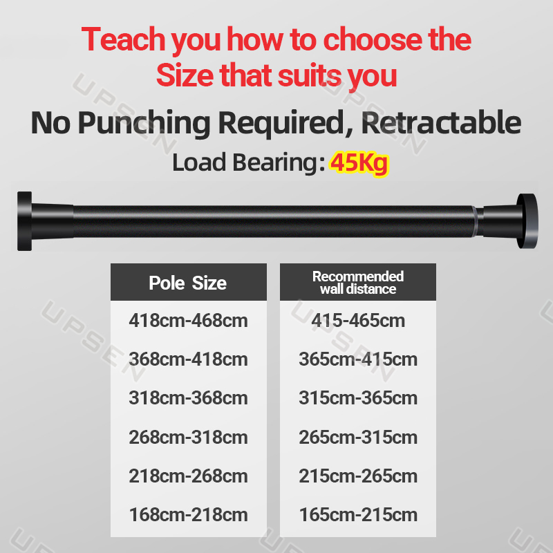 468cm Punch-Free Curtain/Telescopic Rod Adjustable Curtain Rod Drying ...