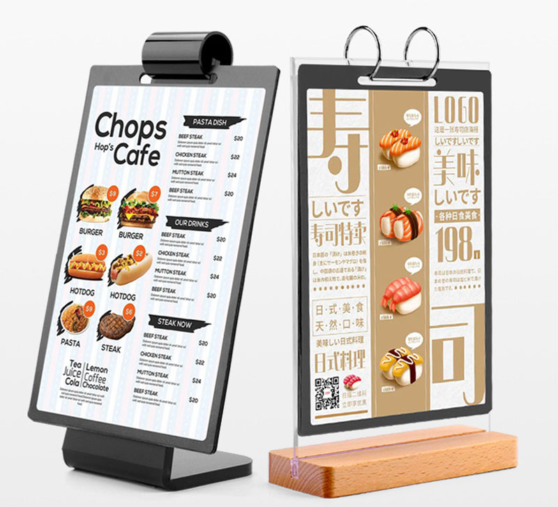 Flip Table Card Wooden Menu Loose-leaf Book Promotional Display Stand ...
