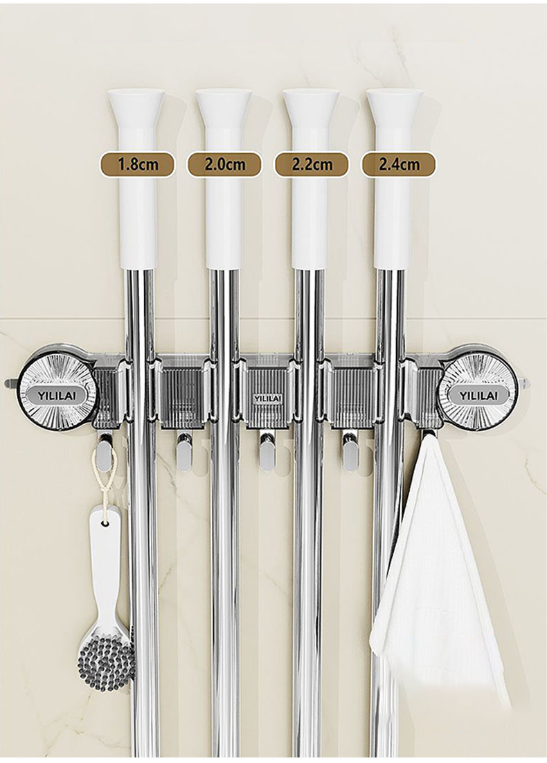 Suction Cup Broom Rack Wall Hanging Without Drilling Bathroom Mop ...