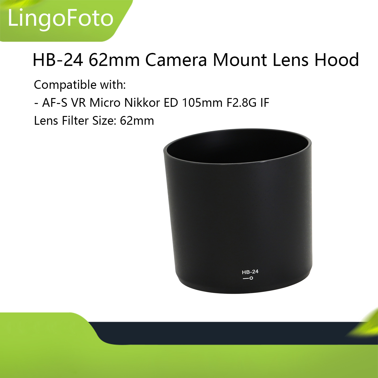 HB-24 Plastic Camera Mount Lens Hood for Nikon AF-S Micro 105mm f/ 2.8G ...