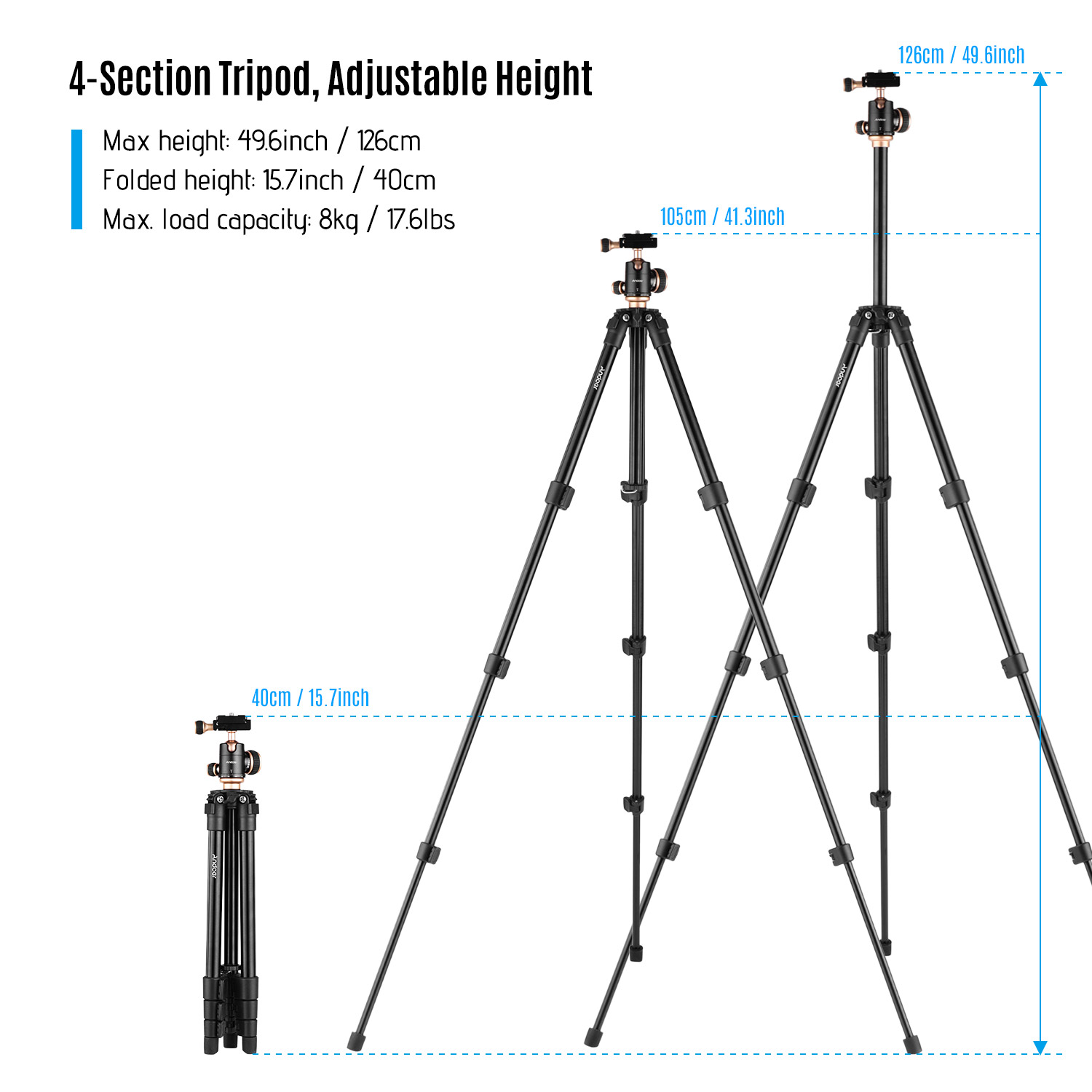 Andoer Q160SA Camera Tripod Complete Tripods with Panoramic Ballhead ...