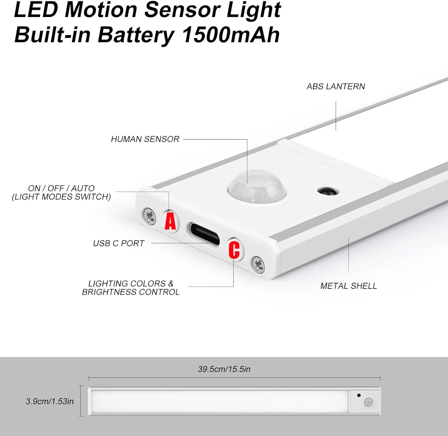 3 Colors Wireless Remote Supported 20/30/40/50/60/80cm Type-C Motion ...