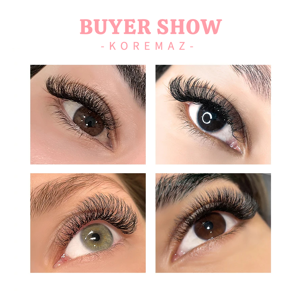 KOREMAZ 3D W Shape Eyelash Extensions 3 Tip C/D/DD Curve 0.07 High ...