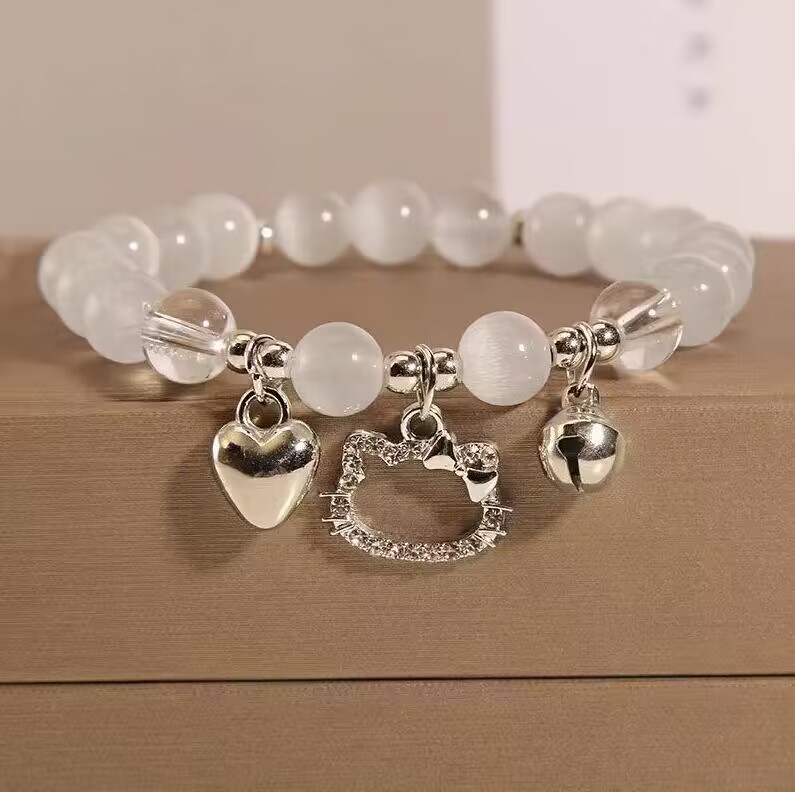 17KM Lucky Crystal Beads Bracelet for Women Butterfly Moon Star Silver ...