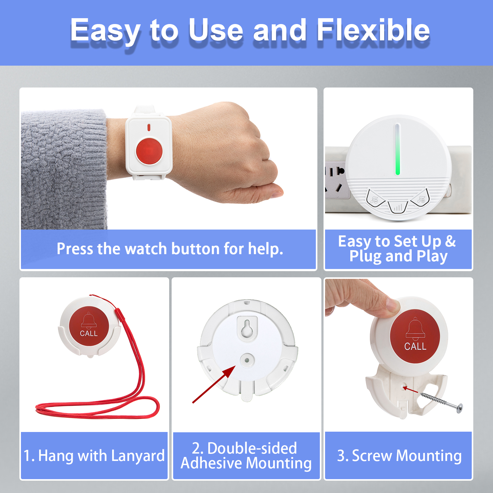 COD Wireless Caregiver Pager for Elderly Pregnant Call for Help ...