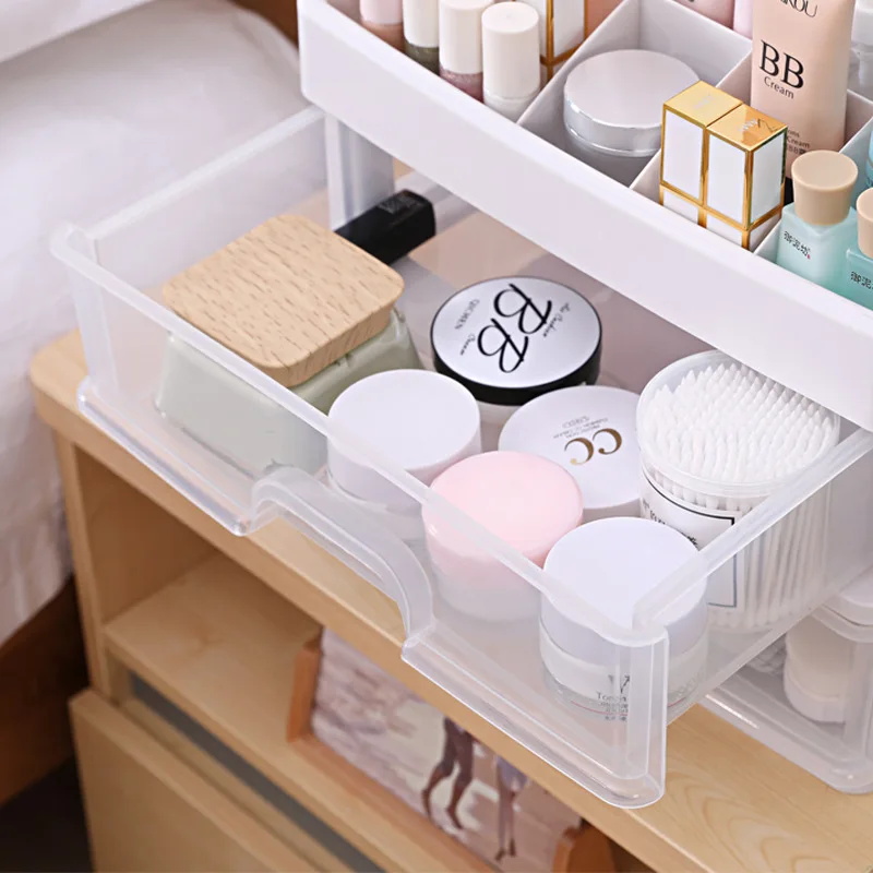 1pc Transparent Plastic Four Layer Three Drawer Desktop Drawer Style ...