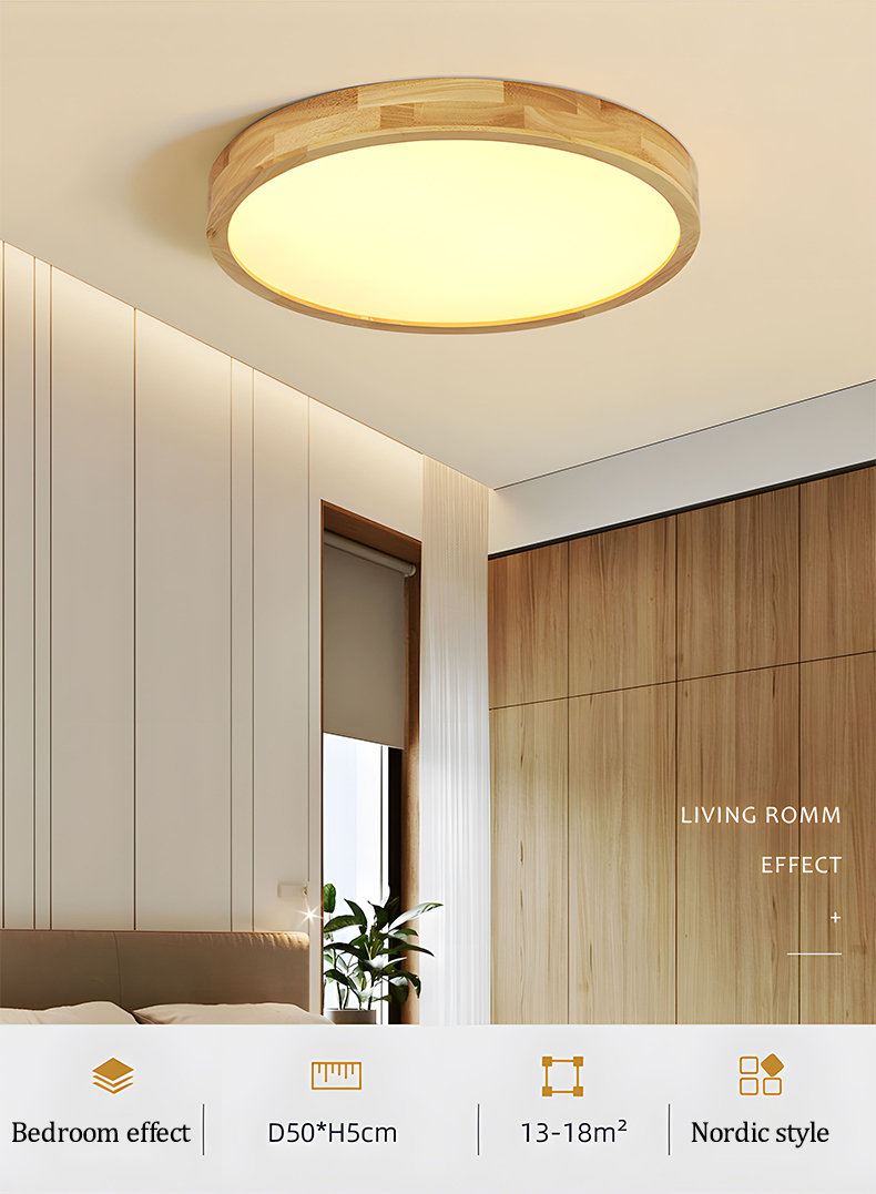 Modern Solid Wood Ceiling Light – Adjustable Rotatable Head, Minimalist Natural Wood Flush Mount For Hallway, Closet, Kitchen & Bedroom