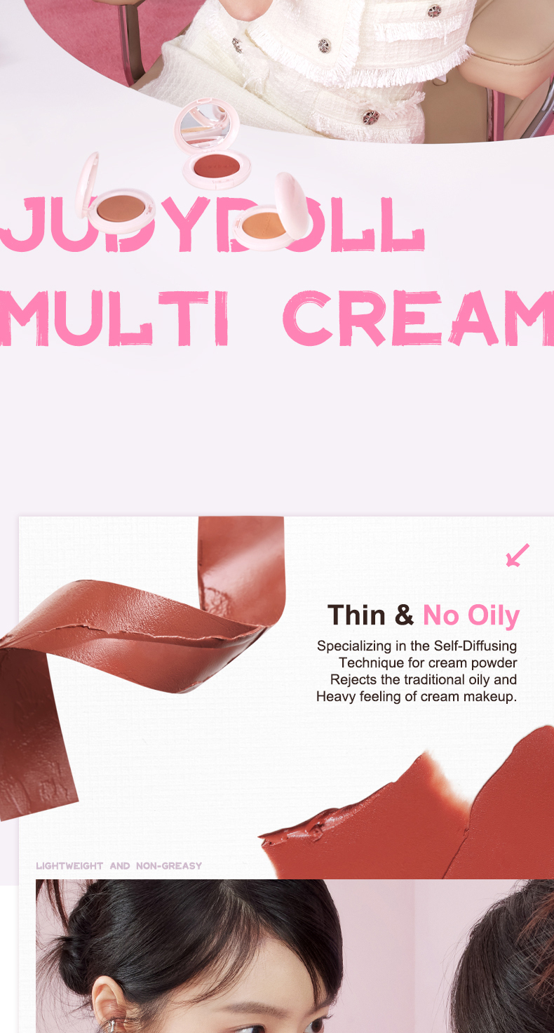 Judydoll Multi Cream Eyeshadow Lipstick Blush Blusher Multiuse Light