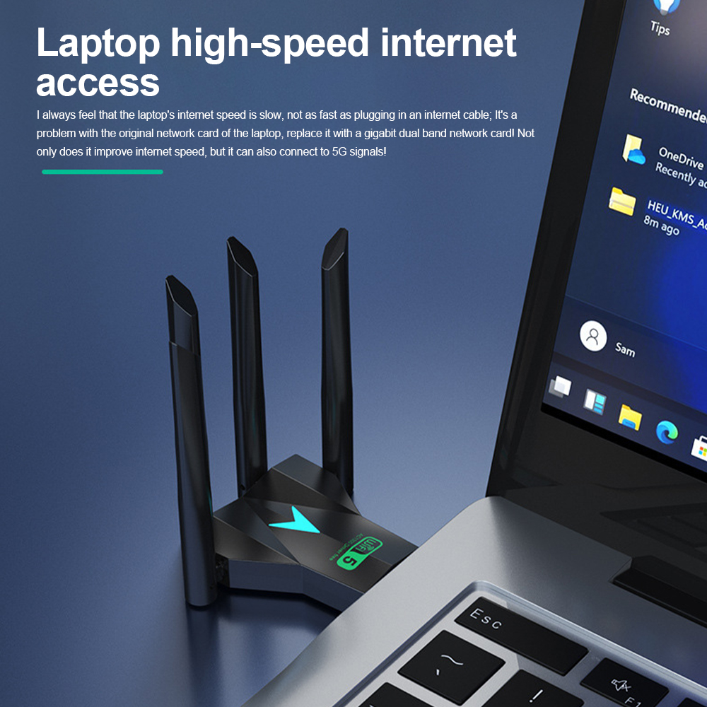 1300Mbps USB Wifi5 Adapter 4 Antenna USB Network Card Driver Free Dual