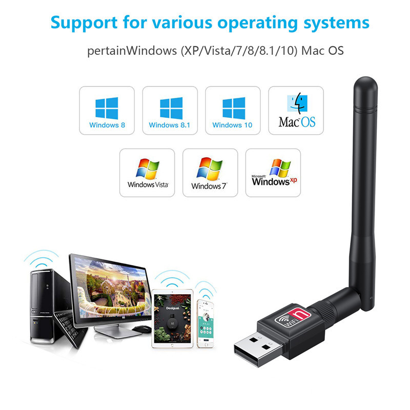 1300Mbps USB Wifi5 Adapter 4 Antenna USB Network Card Driver Free Dual