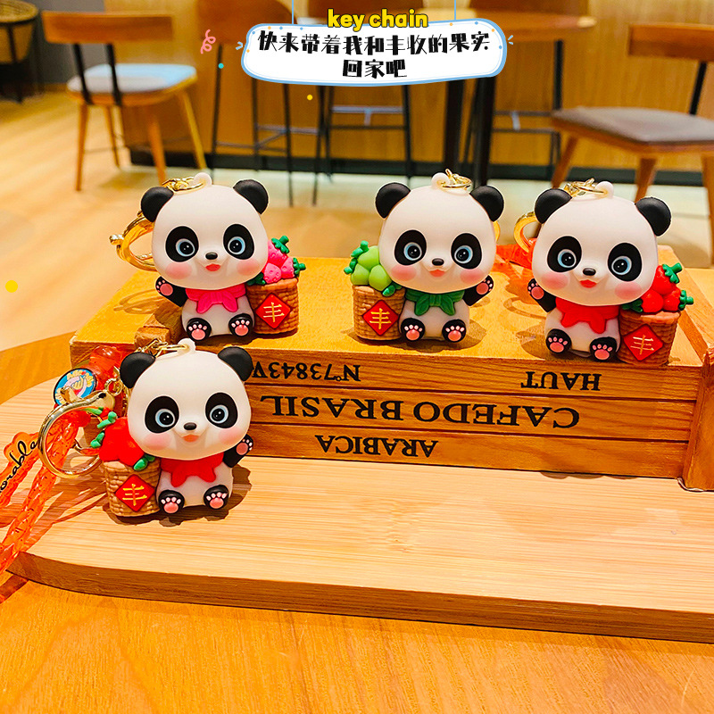 Coffeejoy Cartoon Panda Keychain Doll Cute Couple Backpack Pendant Doll ...