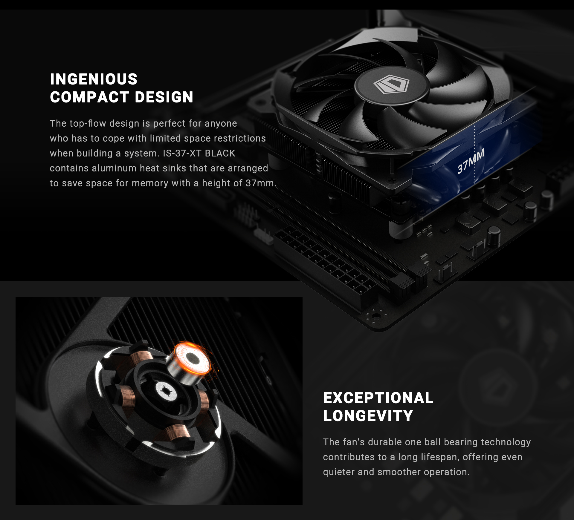 Id Cooling IS-37-XT Black CPU Cooling Fan Heat Pipe 4 Platform 37mm ...