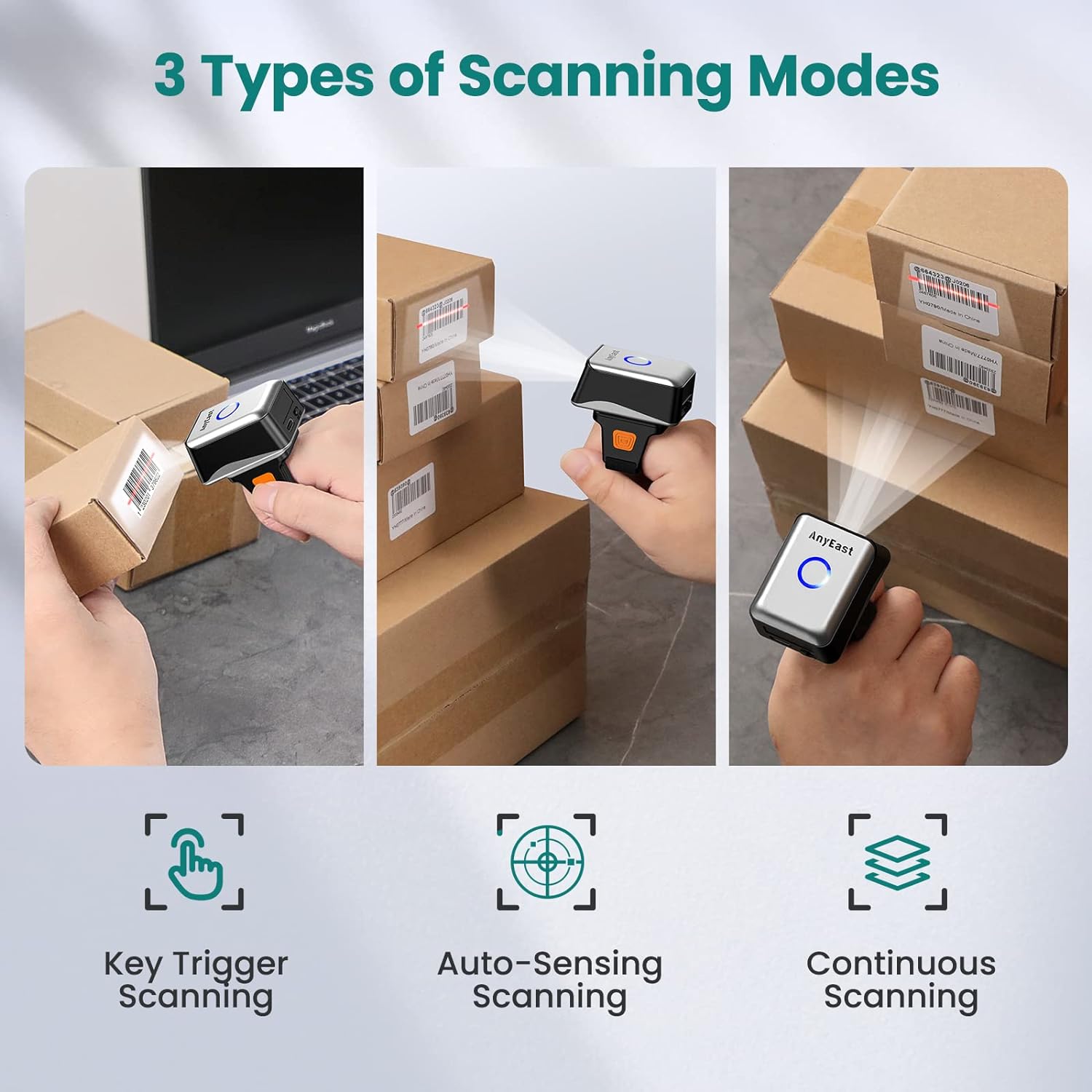 Wearable Mini 1D/2D Barcode Scanner – 3-in-1 Wireless/Bluetooth/USB ...