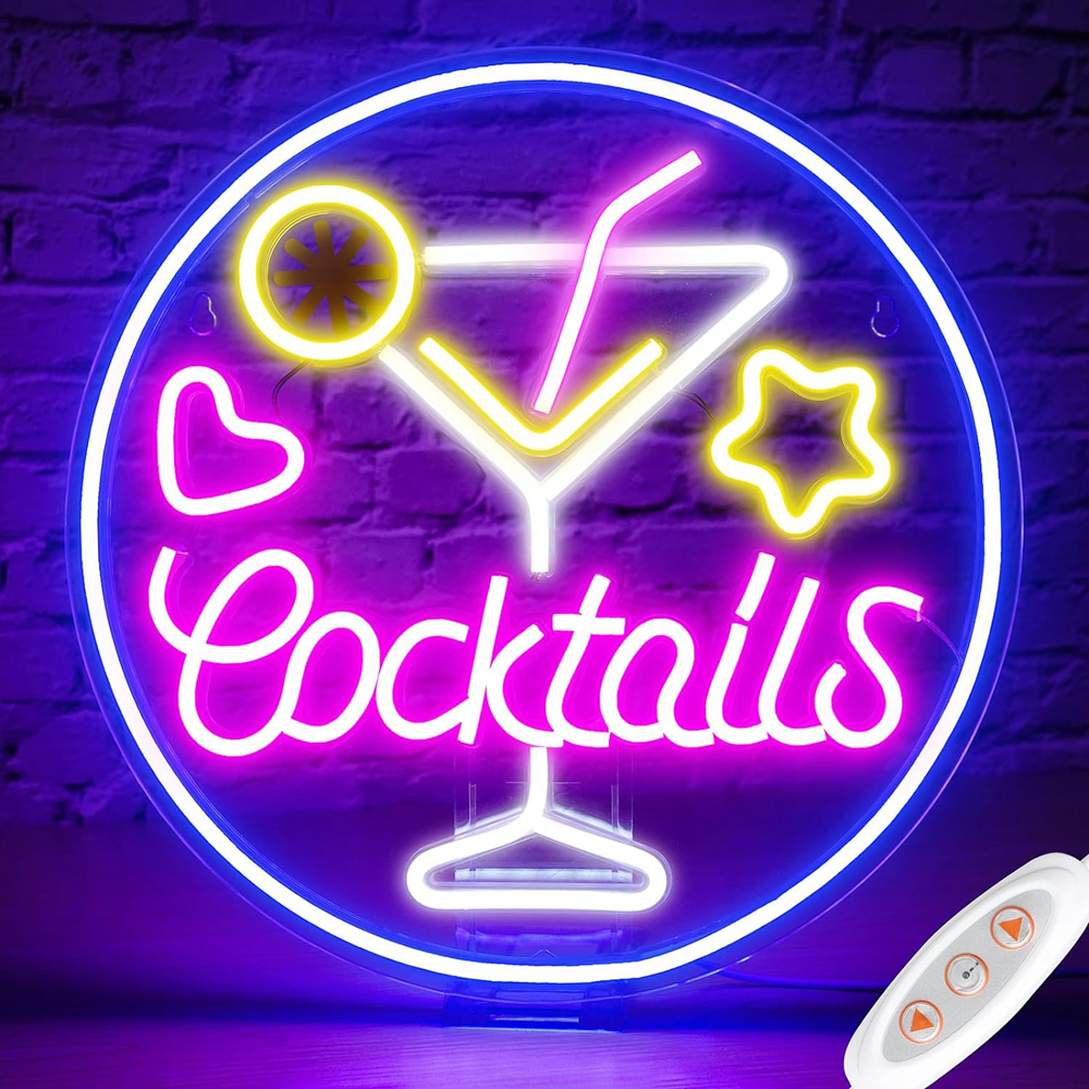 Cocktails Neon Sign Cocktail OPen Bar Sign Art Wall Lights for Bar ...