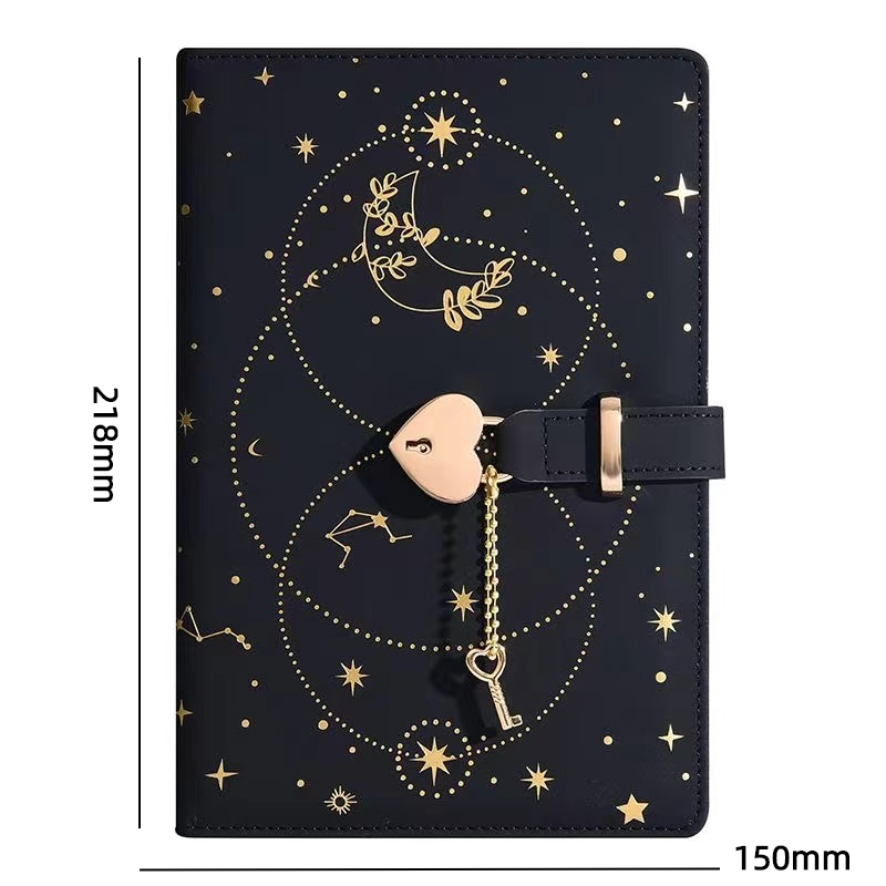 A5 Password Notebook Thickened Notepad Creative Heart Shaped Key Lock ...