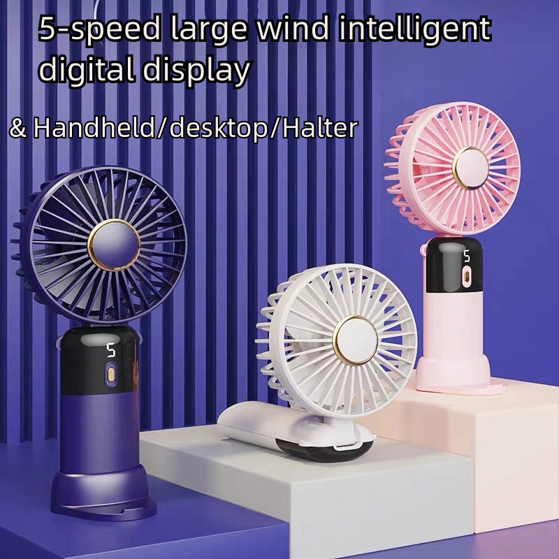 Kipas Mini Portable Fan USB Rechargeable Mini Handheld Fan Led Display ...