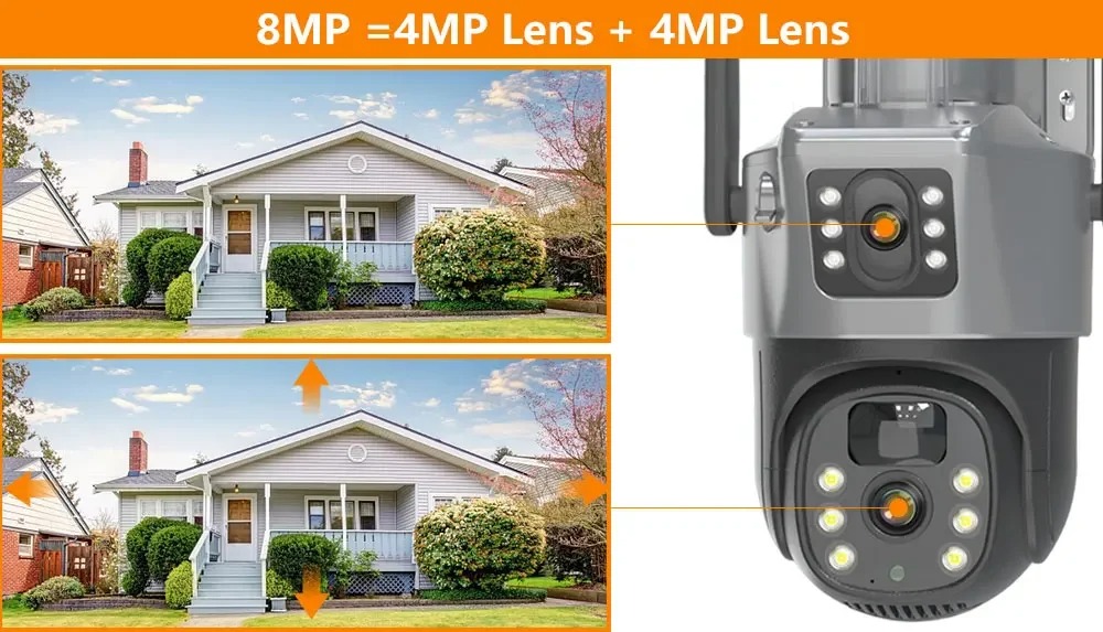 4K 4G SIM Card Dual Lens Solar Cameras 8MP Wireless Surveillance PTZ ...