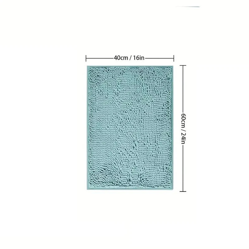 1pc 40*60cm Blue Soft and Absorbent Chenille Bath Rug - Non-Slip and ...
