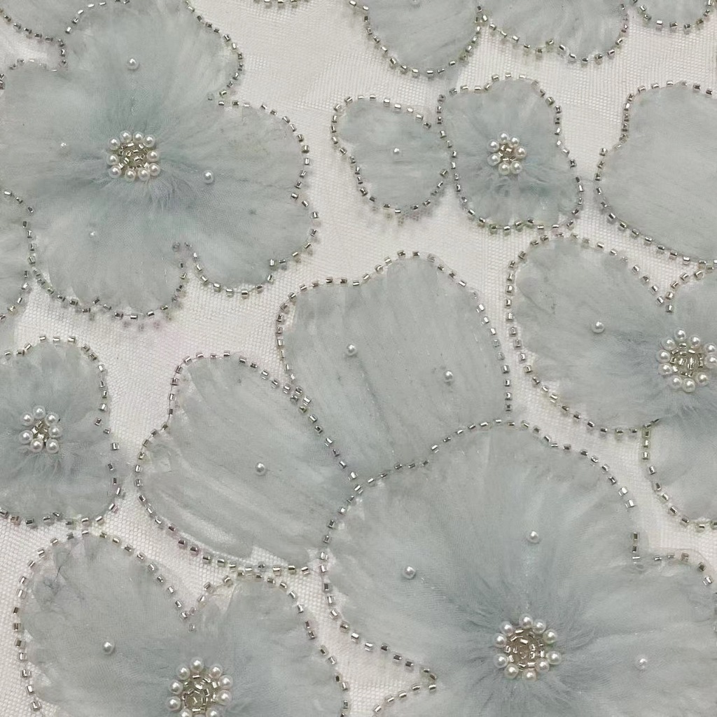 1 Meter Heavy Beads Full Beads Sequins Embroidery Lace Applique Sew ...