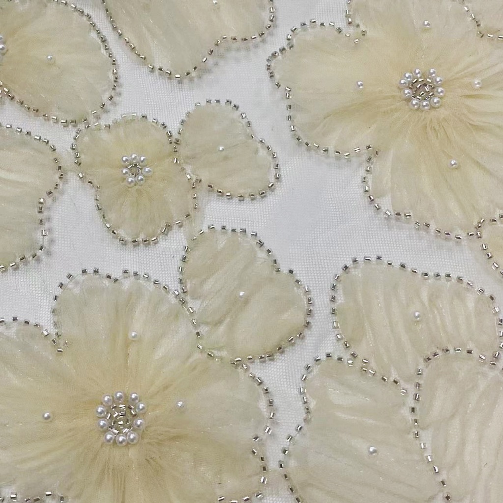 1 Meter Heavy Beads Full Beads Sequins Embroidery Lace Applique Sew ...