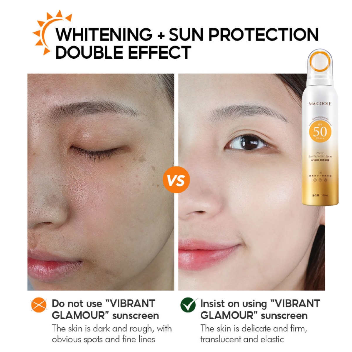 Whitening Sunscreen Spray UV Protection Isolation SPF50+ Sun Block ...