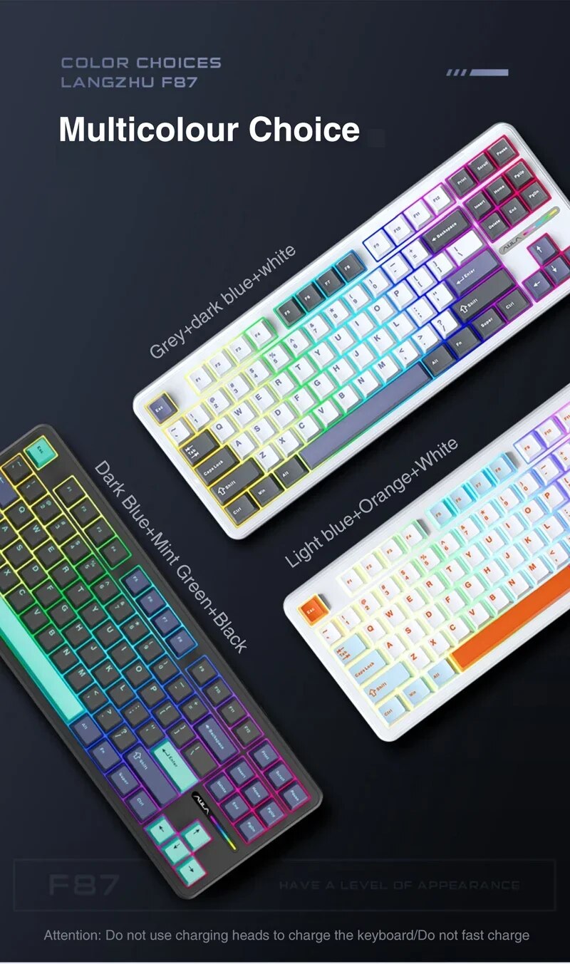 Aula F87 PRO Mechanical Keyboard 3 Mode 2.4G/USB/Bluetooth Tri Mode ...