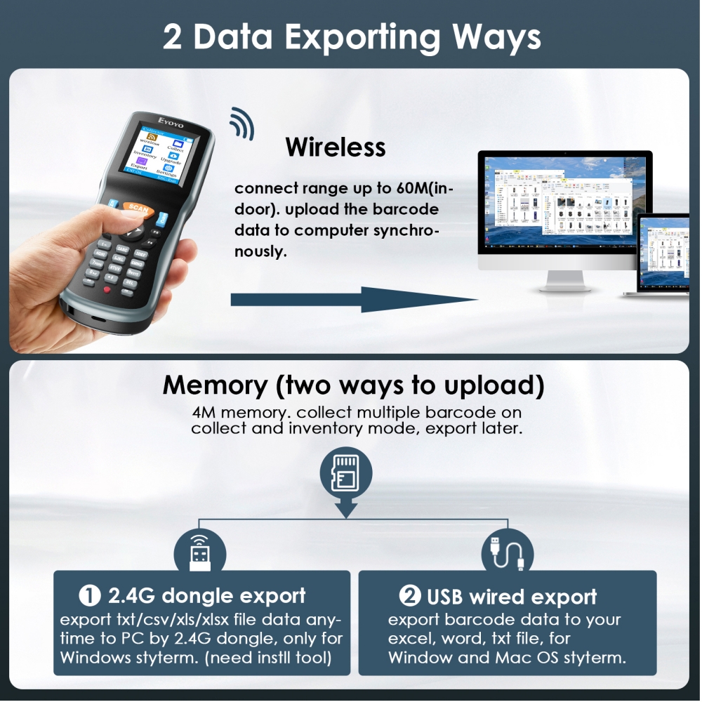 Eyoyo Portable Inventory Scanner Data Collector QR 1D 2D Wireless ...