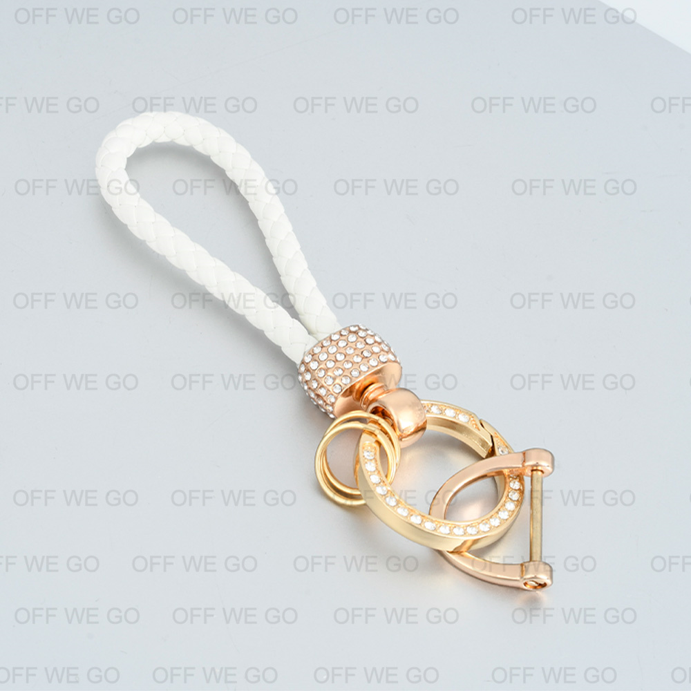OFF WE GO Advanced Diamond Keychain Creative Simple Handwoven Leather ...