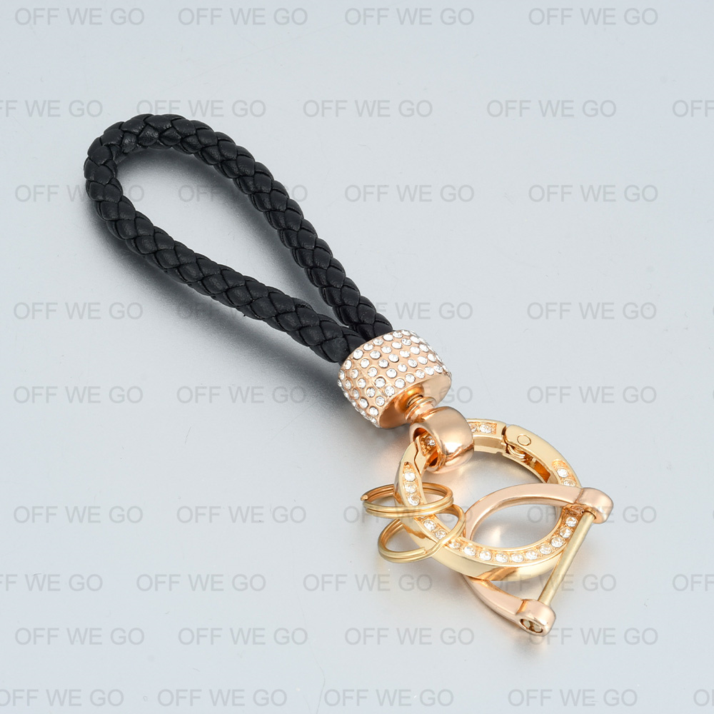 OFF WE GO Advanced Diamond Keychain Creative Simple Handwoven Leather ...