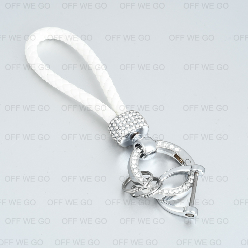 OFF WE GO Advanced Diamond Keychain Creative Simple Handwoven Leather ...