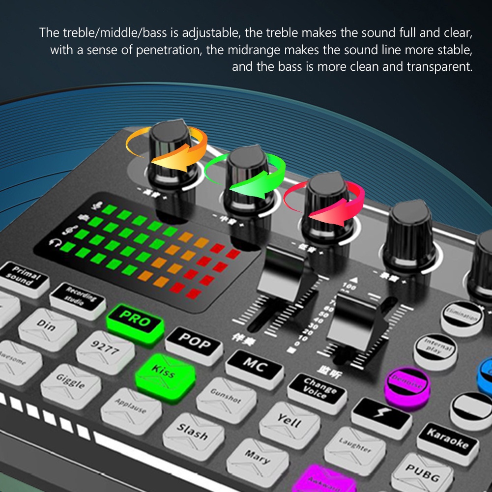 2024 Upgraded F998 Sound Card Mic Sound Mixer Sound Card Audio Mixing ...