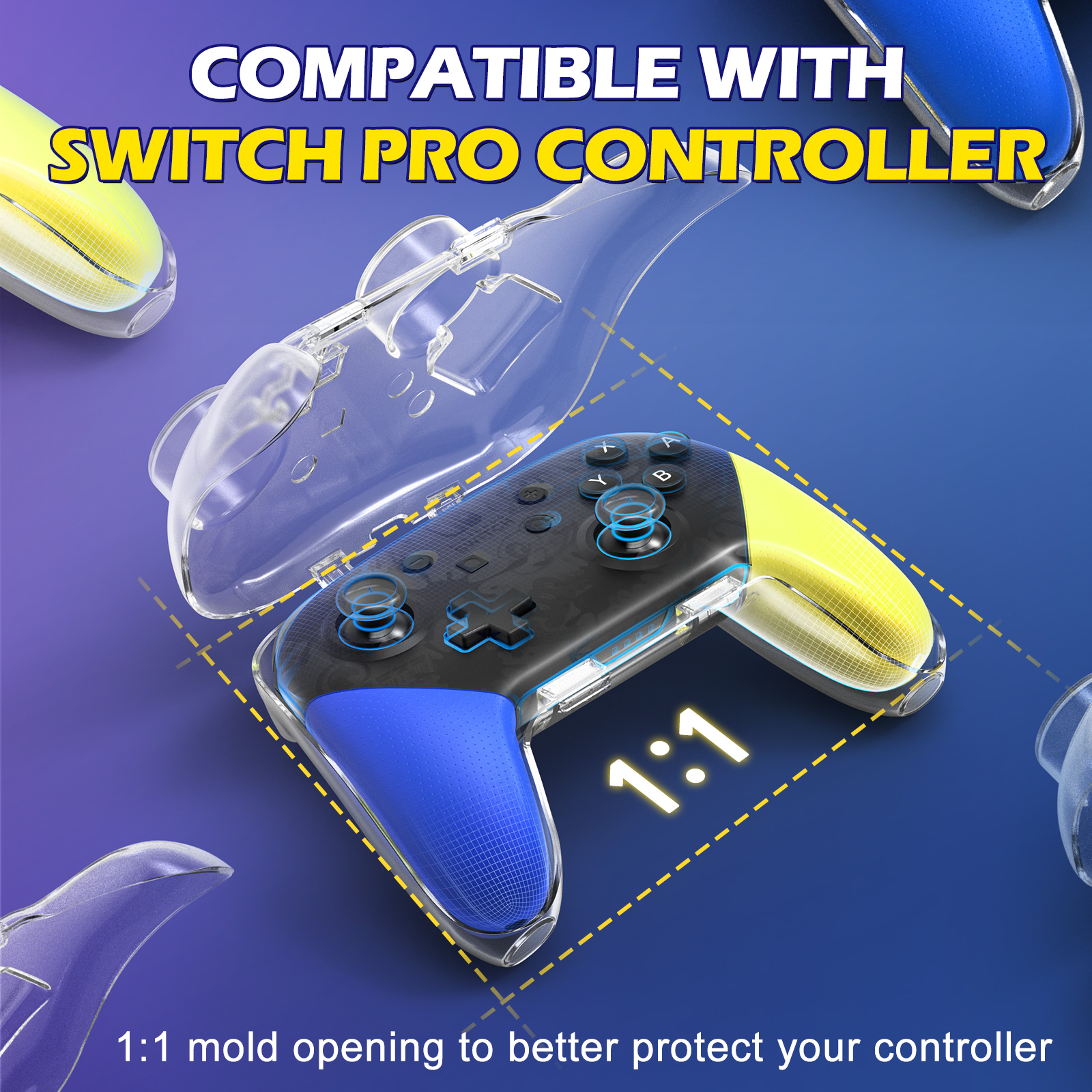 IINE Transparent PC Magnetic Storage Case for Nintendo Switch 1 Pro ...
