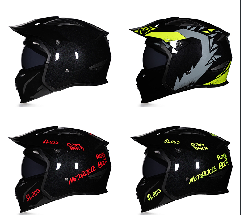 ORZ Helmet Vintage Helmet Street Warrior Combination Helmet Removable ...