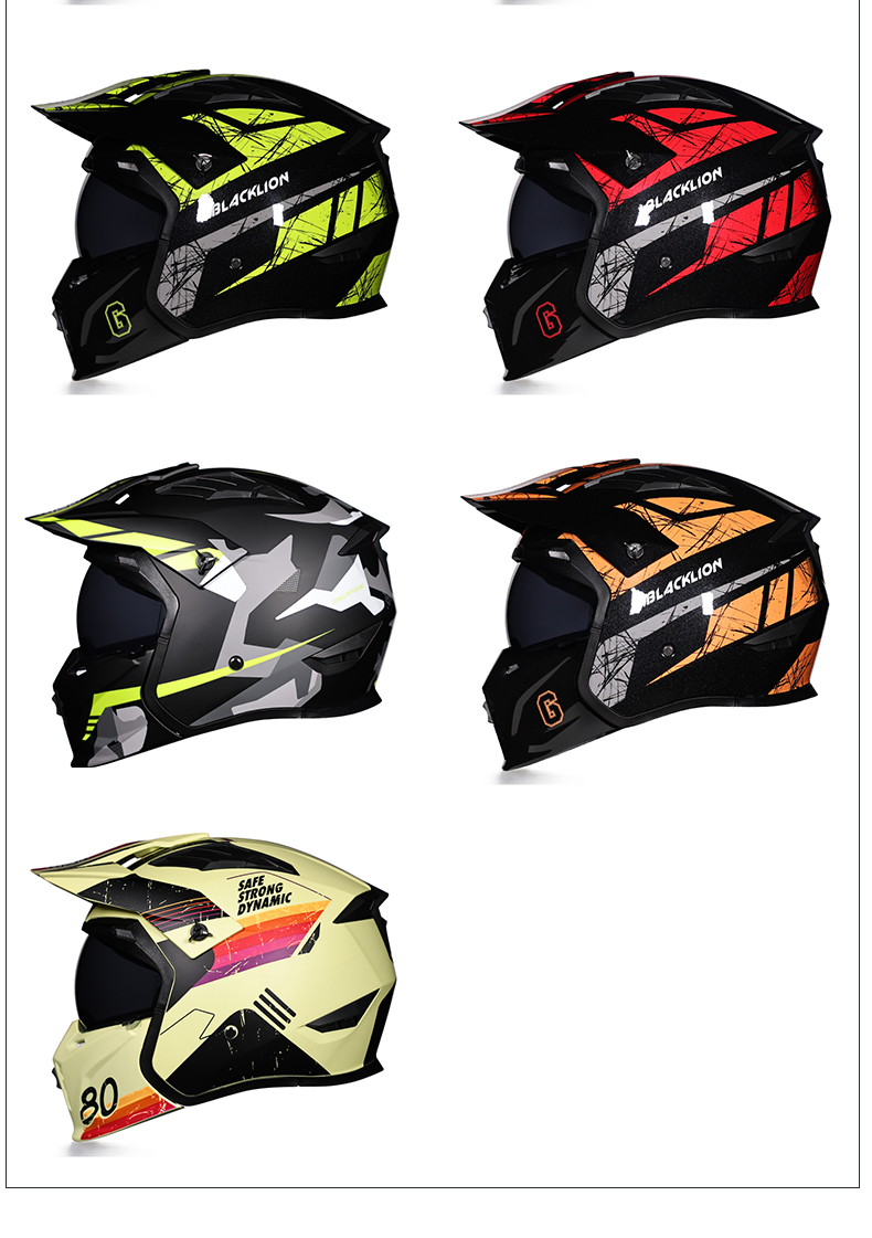 ORZ Helmet Vintage Helmet Street Warrior Combination Helmet Removable ...