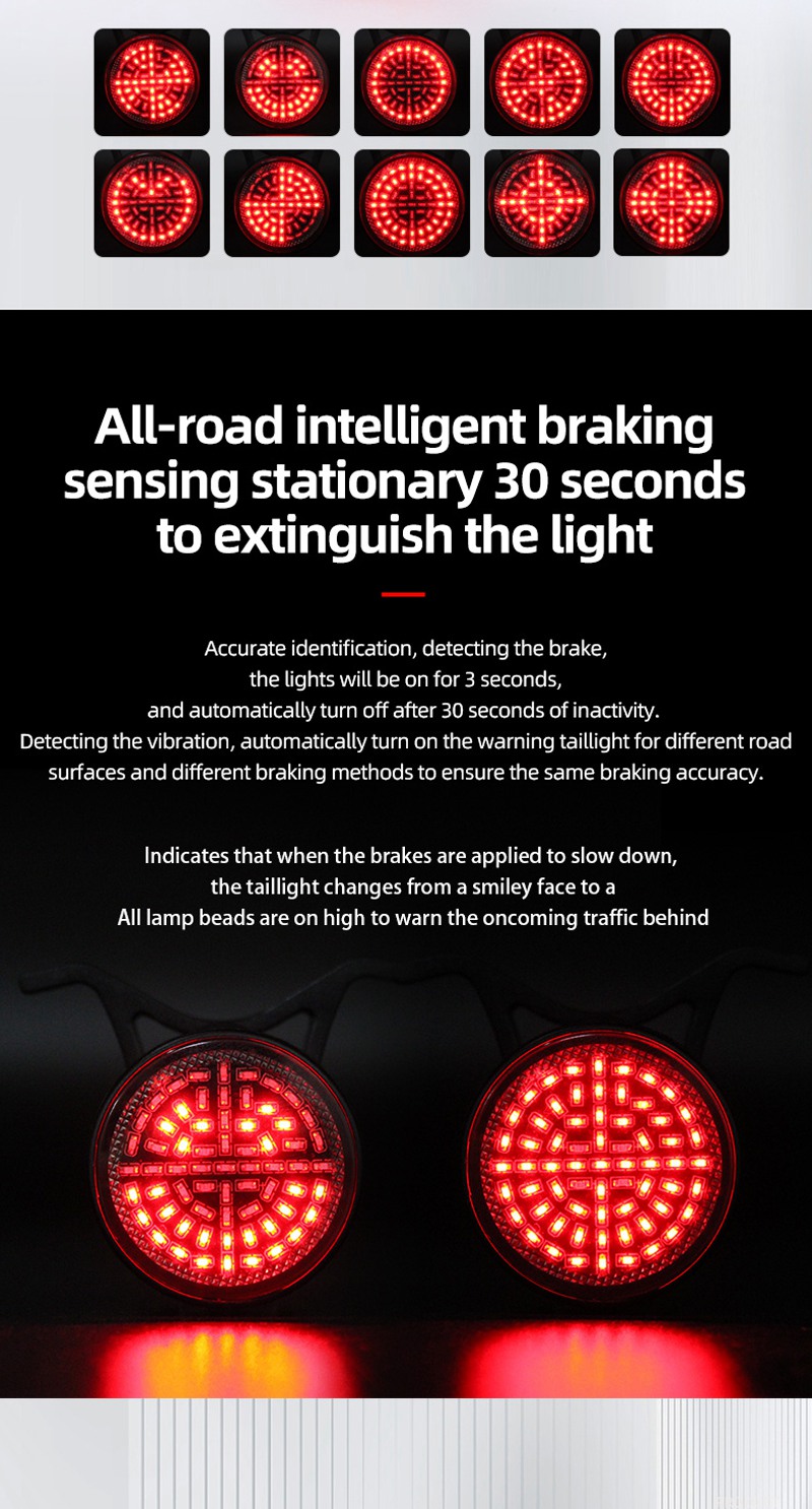 New Bicycle Smart Brake Taillight MTB Road Bike Auto Brake Sensing ...