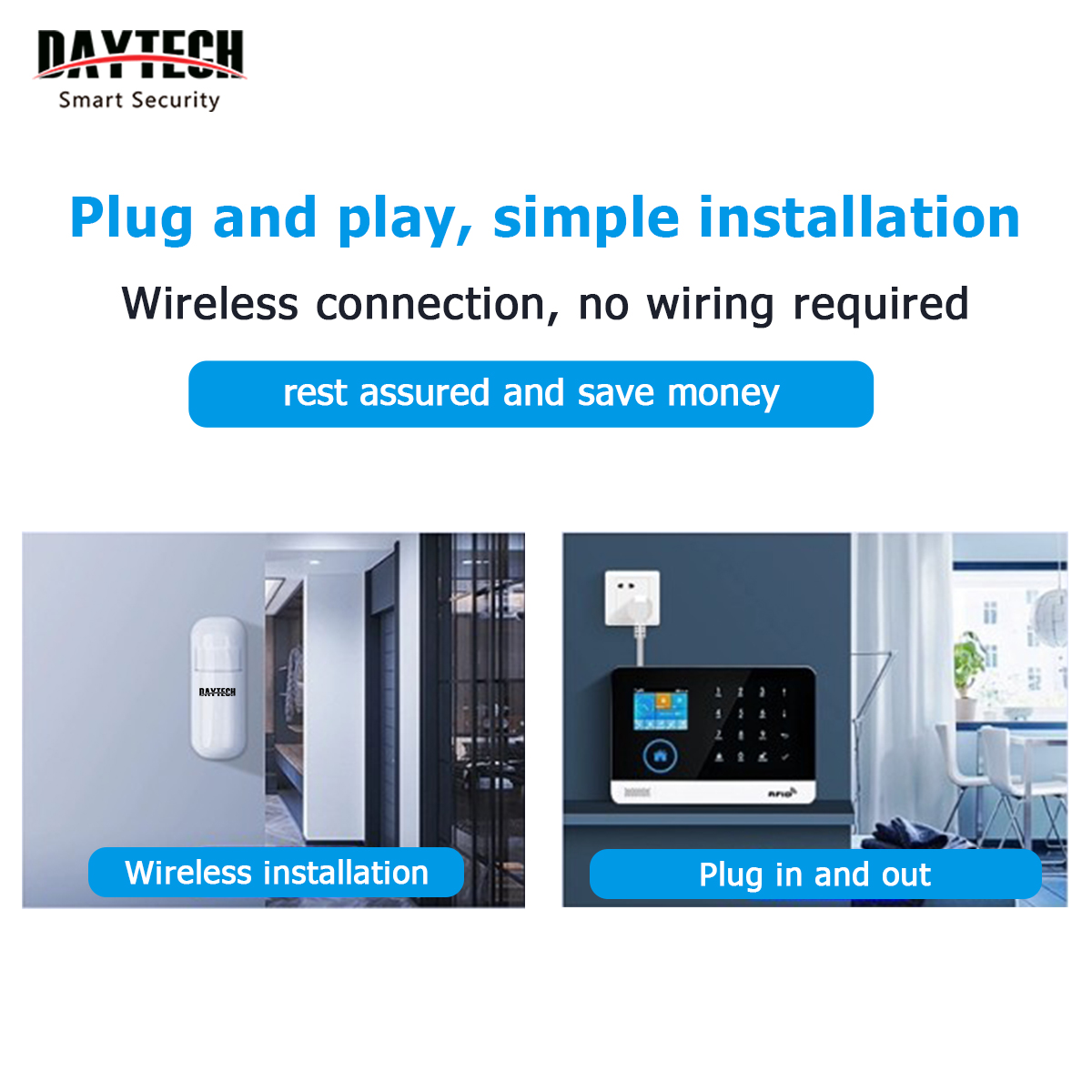 Daytech Wireless alarm rumah Tuya smart home Alarm System APP door ...