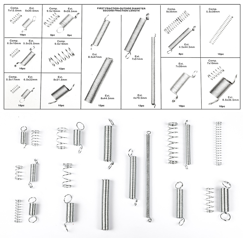 200PCS/Set Hardware Tension Springs Compression Spring Set in Box 20 ...