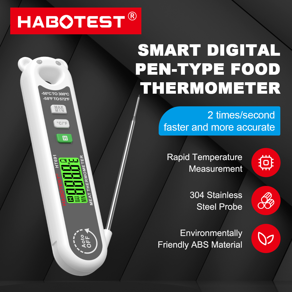 HABOTEST HT690 /HT691 Digital Cooking Food Stab Probe Thermometer ...