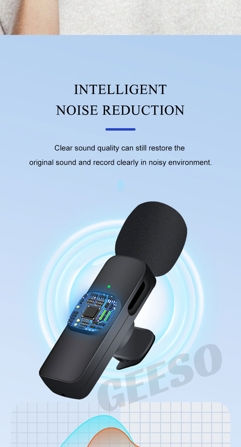 GEESO K9 Wireless Lavalier Microphone For Phone Vlogging Cellphone ...