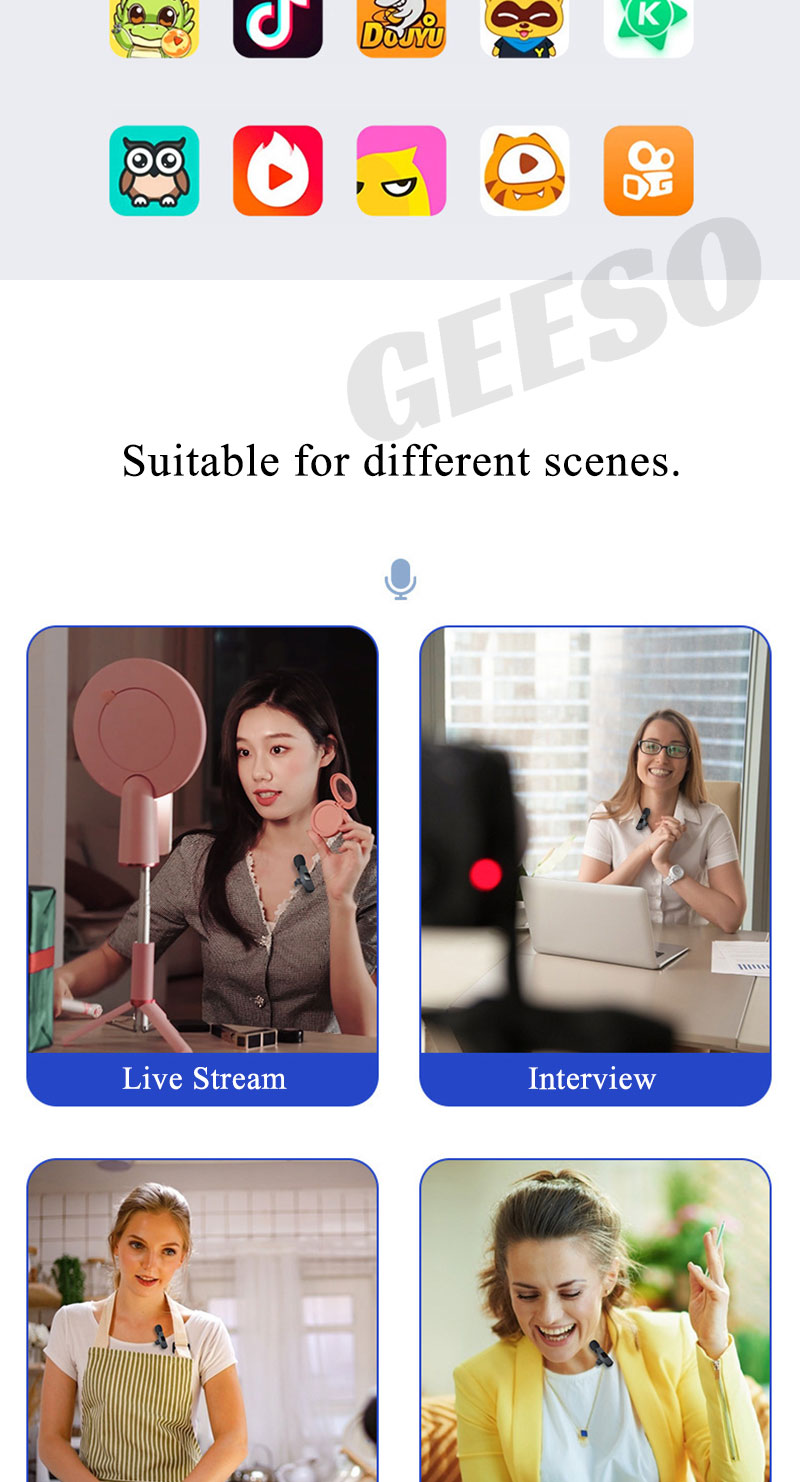 GEESO K9 Wireless Lavalier Microphone For Phone Vlogging Cellphone ...