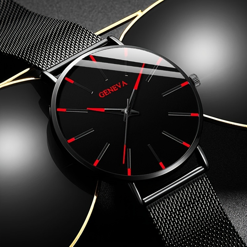 1 Piece Men's Luxury Casual Round Pointer Mesh with Quartz Watch ...