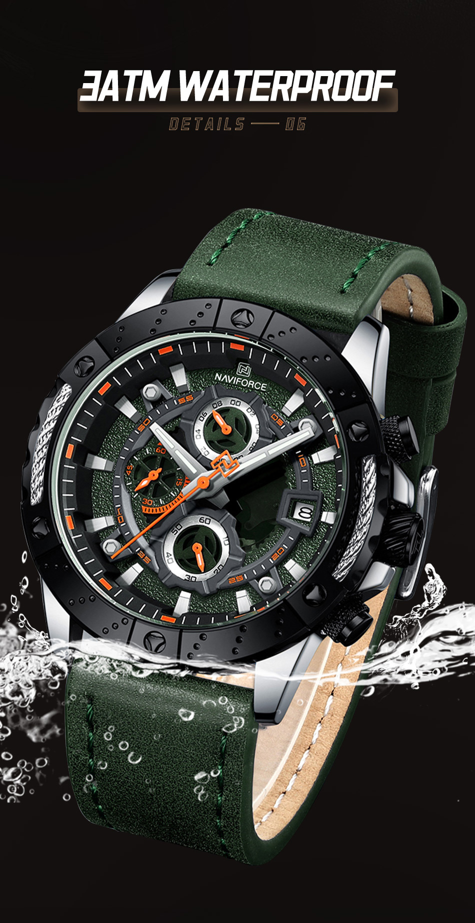Naviforce 8055 Men's Watch Sport Waterproof Quartz Chronograph Luminous ...