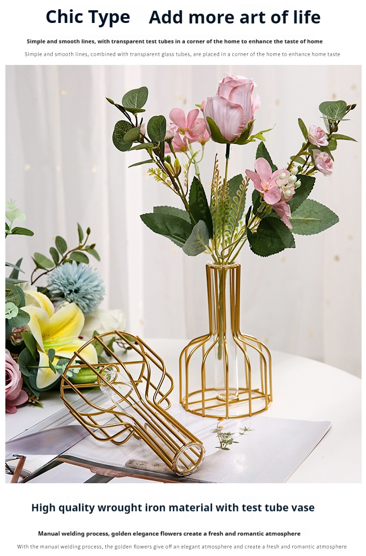 Vase Living Room Decoration Furniture Hiasan Ruang Tamu Pasu Bunga Hiasan Nordic Aesthetic Gold