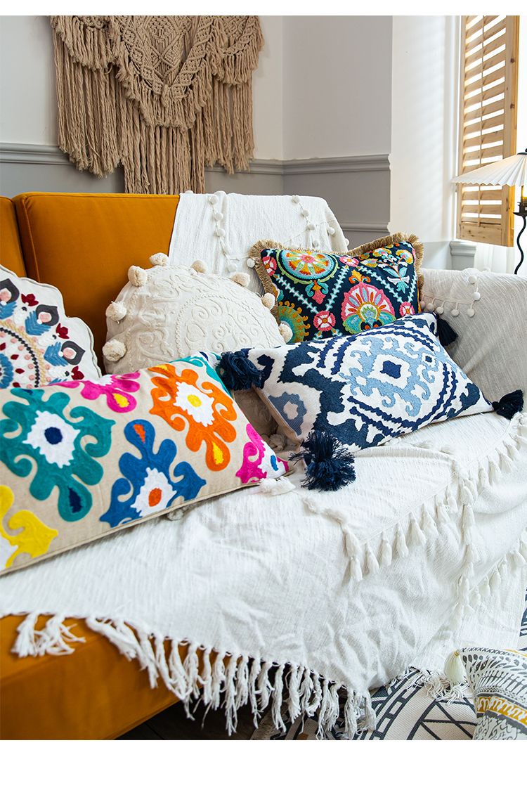 1pc Pillow Bohemian Style Futon/Cushion/Pillow Embroidery Pattern Futon ...