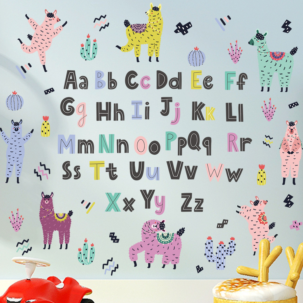 DIY sticker abc Wall Stickers cute Cartoon Animal Letters Preschool ...