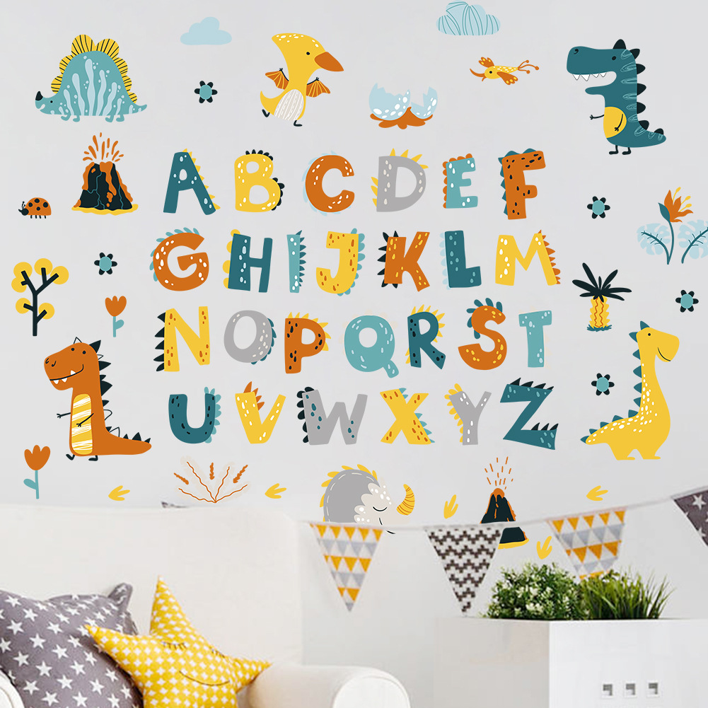 DIY sticker abc Wall Stickers cute Cartoon Animal Letters Preschool ...