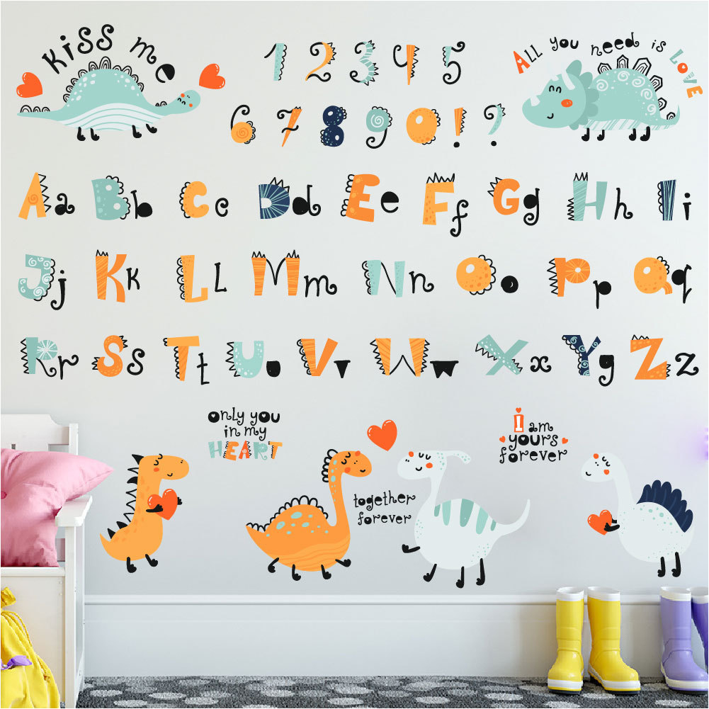 DIY sticker abc Wall Stickers cute Cartoon Animal Letters Preschool ...